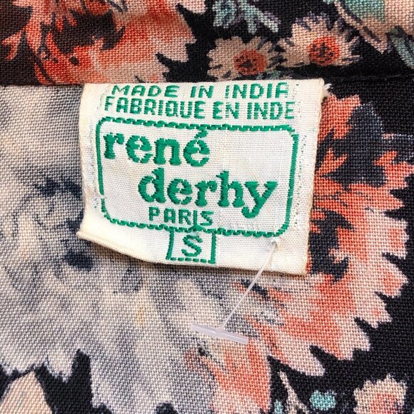 Vintage French Rene Derhy dark florals and lace tunic top shirt - Picture 10 of 16